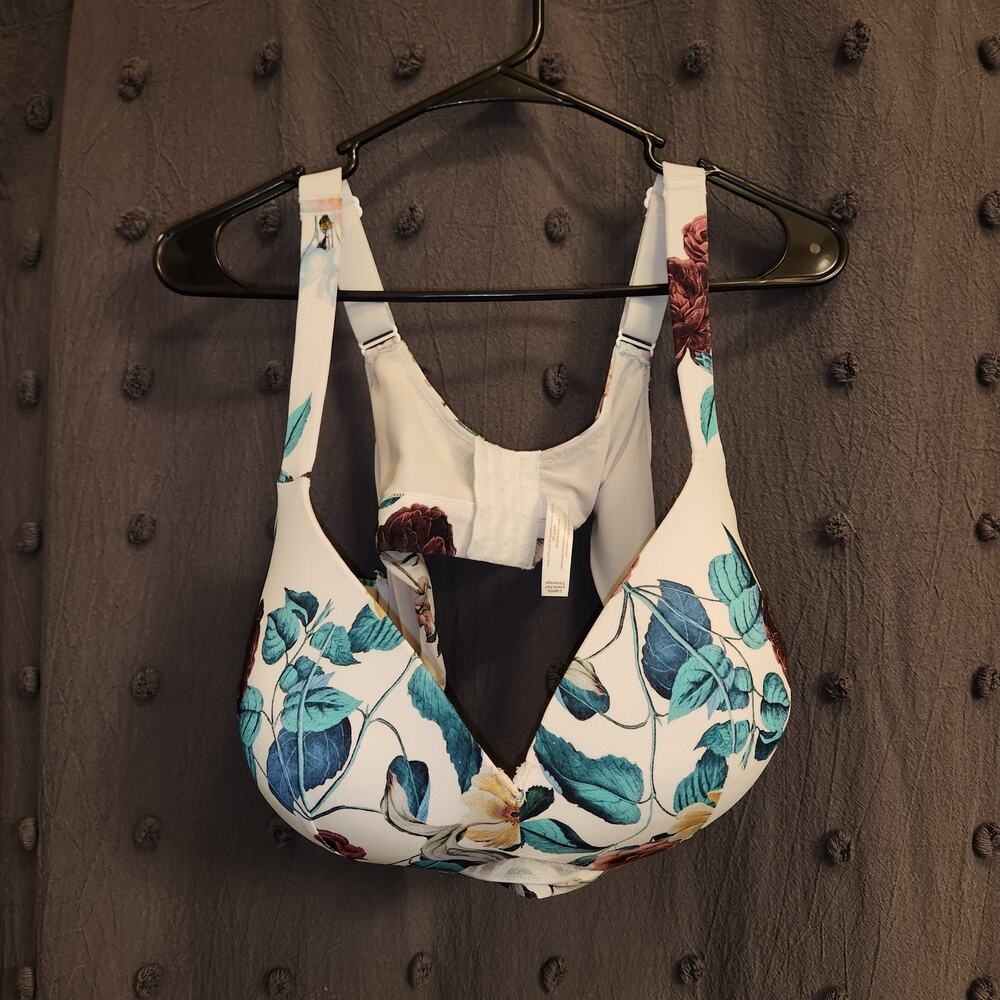 CACIQUE by LANE‎ BRYANT Bra 42D Floral Underwire Lightly Lined Full Coverage